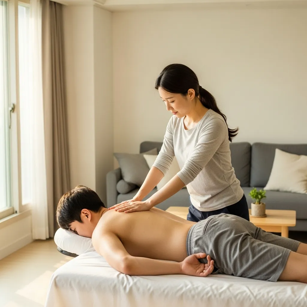 의정부 민락동 아파트에서 진행된 의정부 출장안마 등 근육 이완 관리